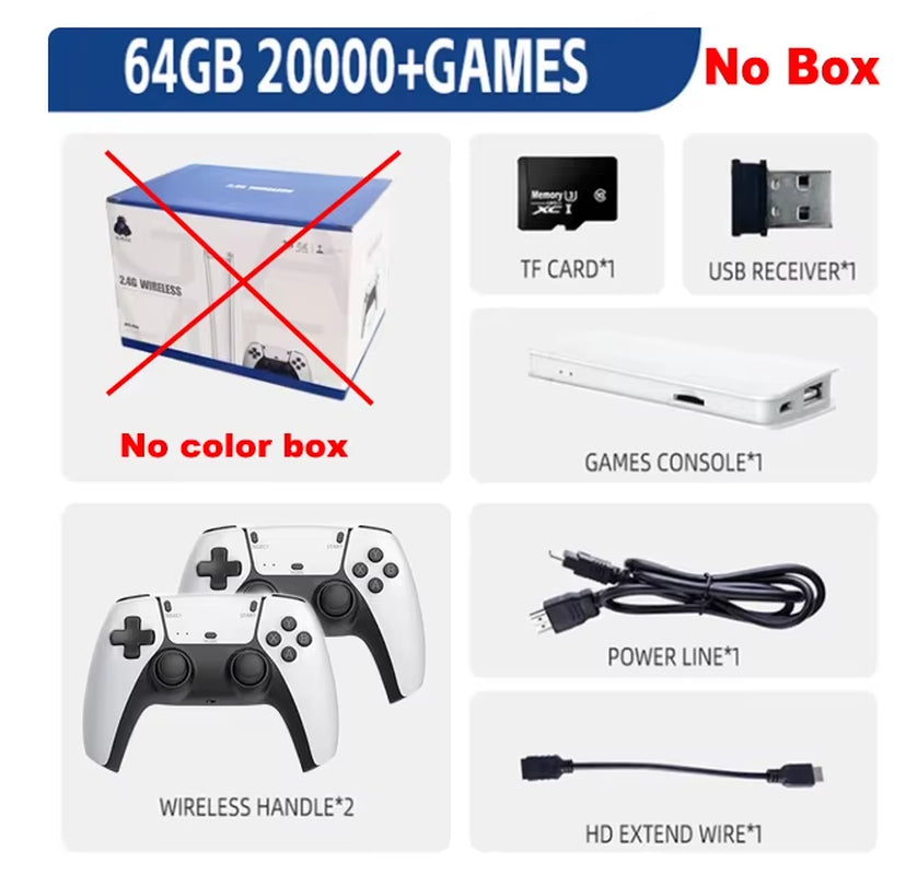HD TV Retro Game Stick with Over 30,000 Built-in Games, Wireless Gamepads, and Handheld Memory card