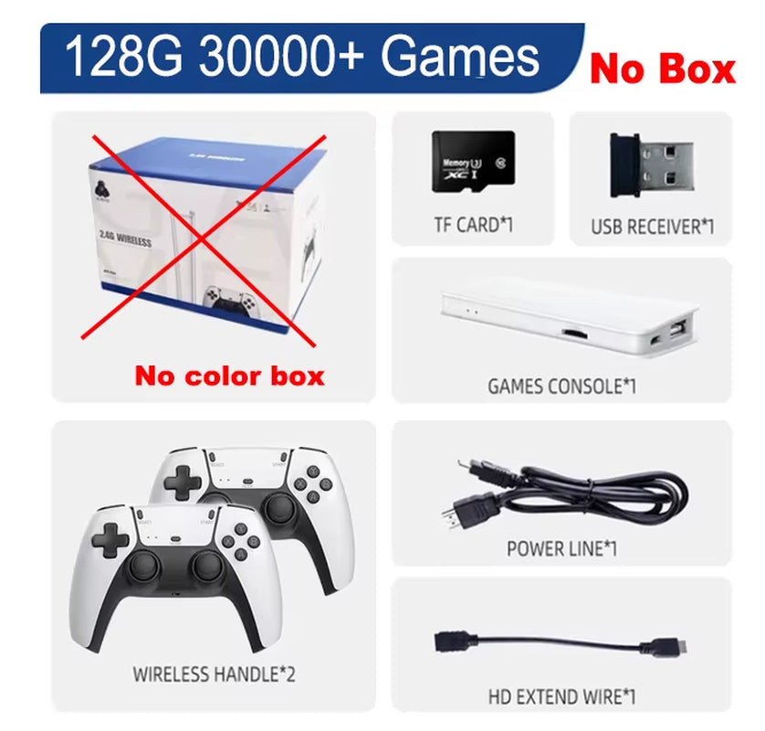 HD TV Retro Game Stick with Over 30,000 Built-in Games, Wireless Gamepads, and Handheld Memory card