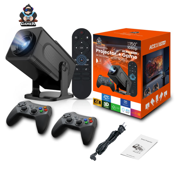 Family Entertainment Hub: 4K Support, Zoku HCS350Pro+ Projector: 30,000+ Games, 1080P, Dual Controllers - Next LVL Gaming™ | Comfort locked, vibe unlocked