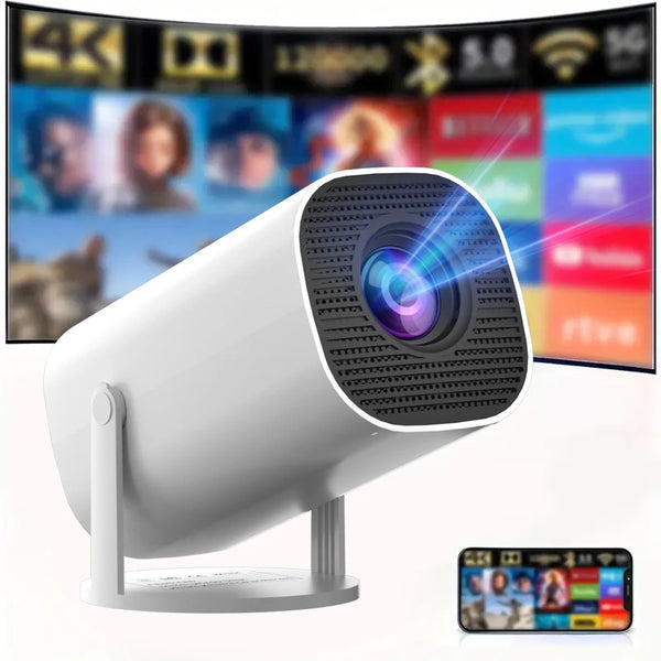 Smart Portable Android Projector HY300Pro: Native 1080P, WiFi 6, Auto Keystone, 4K Support, 180° Rotation, Built-in Apps - Next LVL Gaming™ | Comfort locked, vibe unlocked