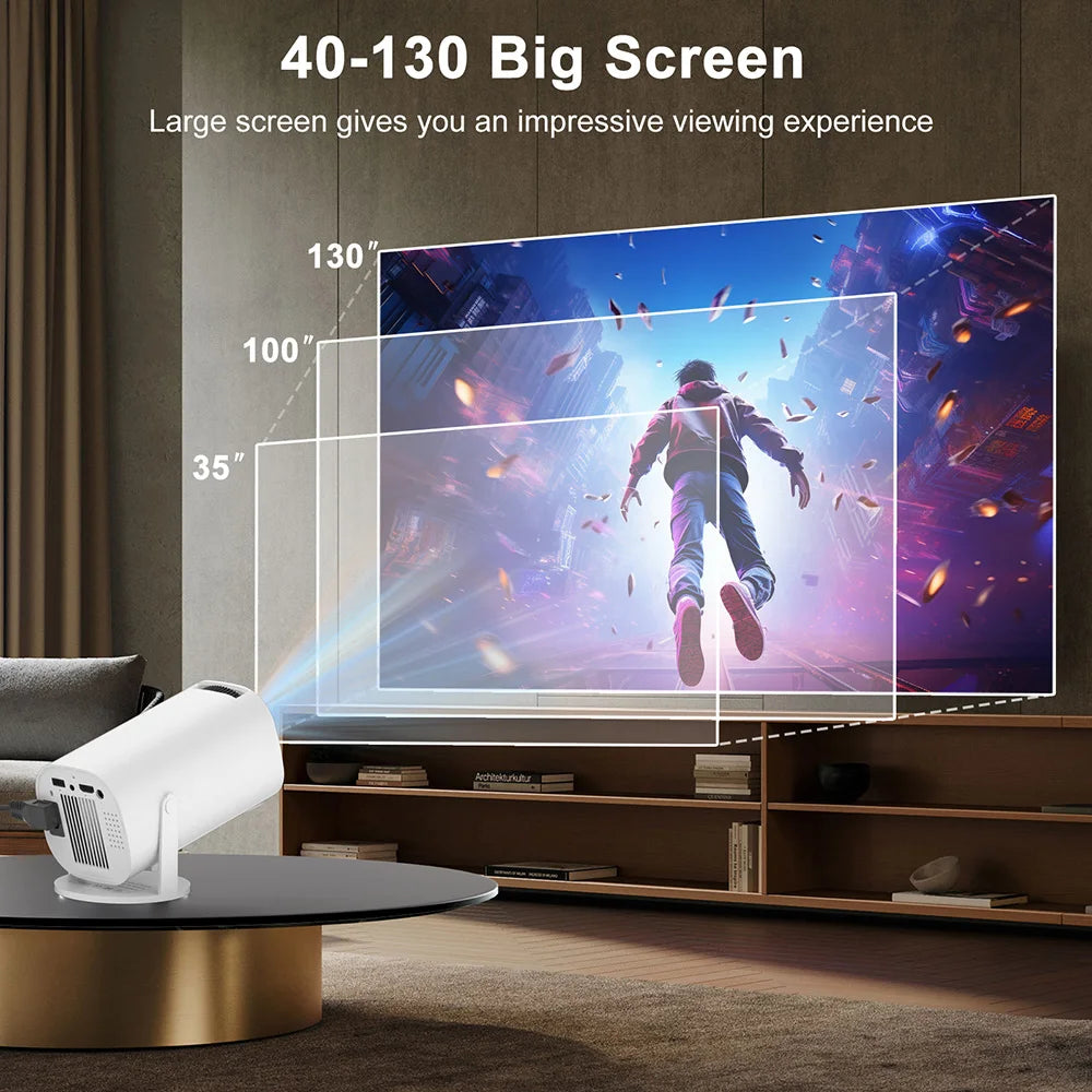 Smart Portable Android Projector HY300Pro: Native 1080P, WiFi 6, Auto Keystone, 4K Support, 180° Rotation, Built-in Apps - Next LVL Gaming™ | Comfort locked, vibe unlocked