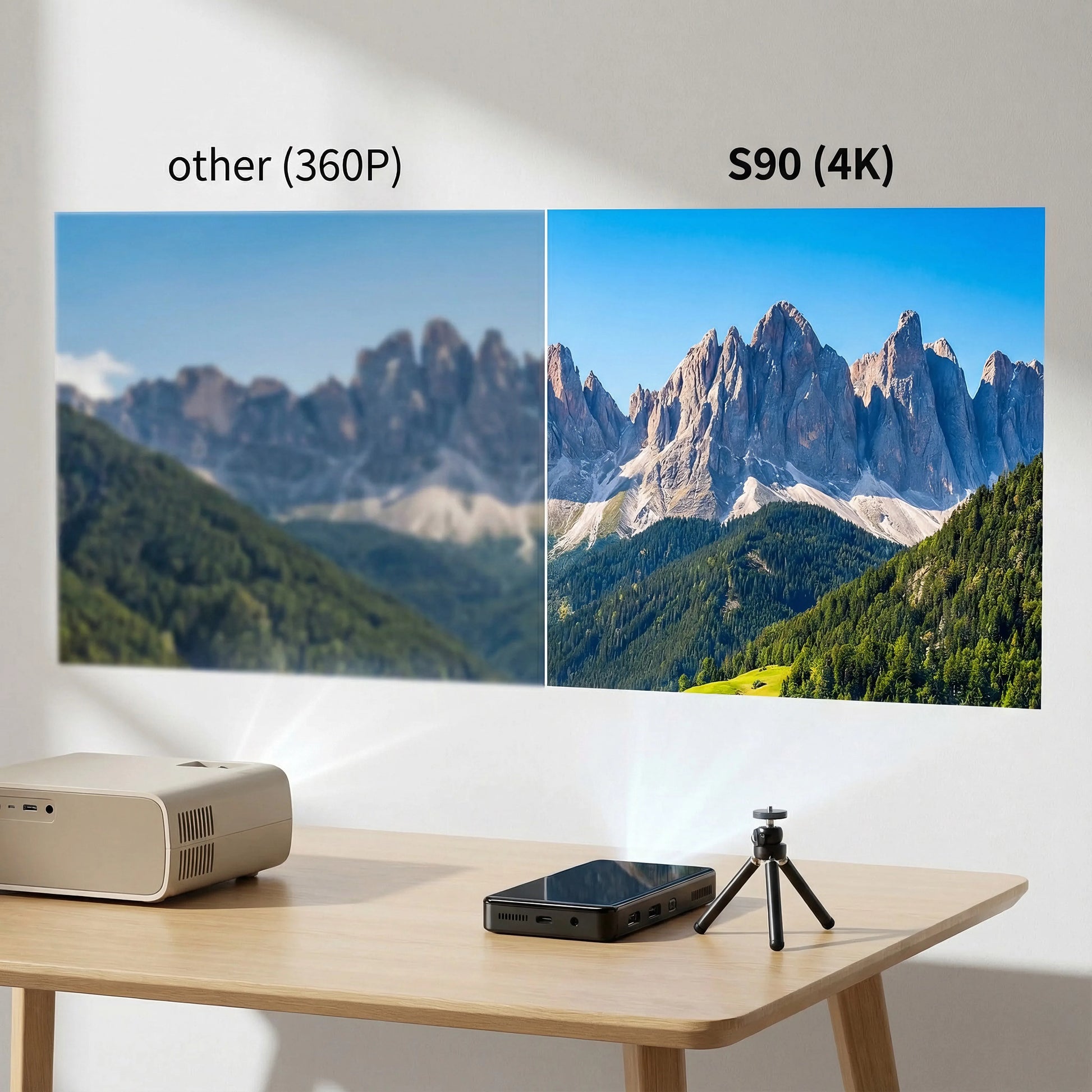 Smart Android Mini Theater | Aome S90 4K LED Pocket Projector 5G WiFi - Next LVL Gaming™ | Comfort locked, vibe unlocked